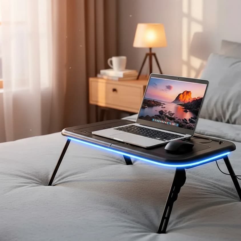 Mesa para Notebook Oberon OR-SP245 com Cooler Regulagem de Altura Dobrável Ajustável Ventilada Ideal Estudo Trabalho