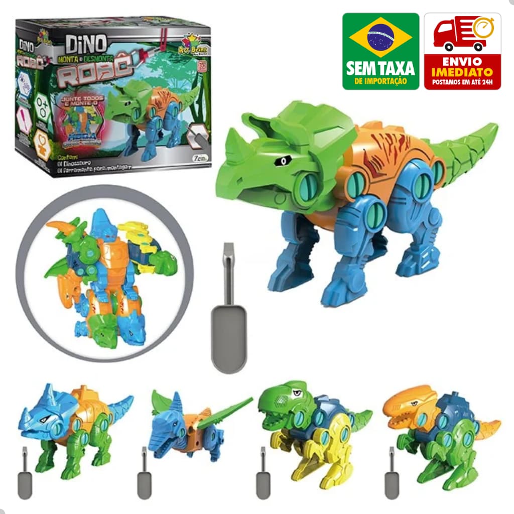 Dinossauros Robô Monta e Desmonta com Chave Brinquedo Infantil Coleção