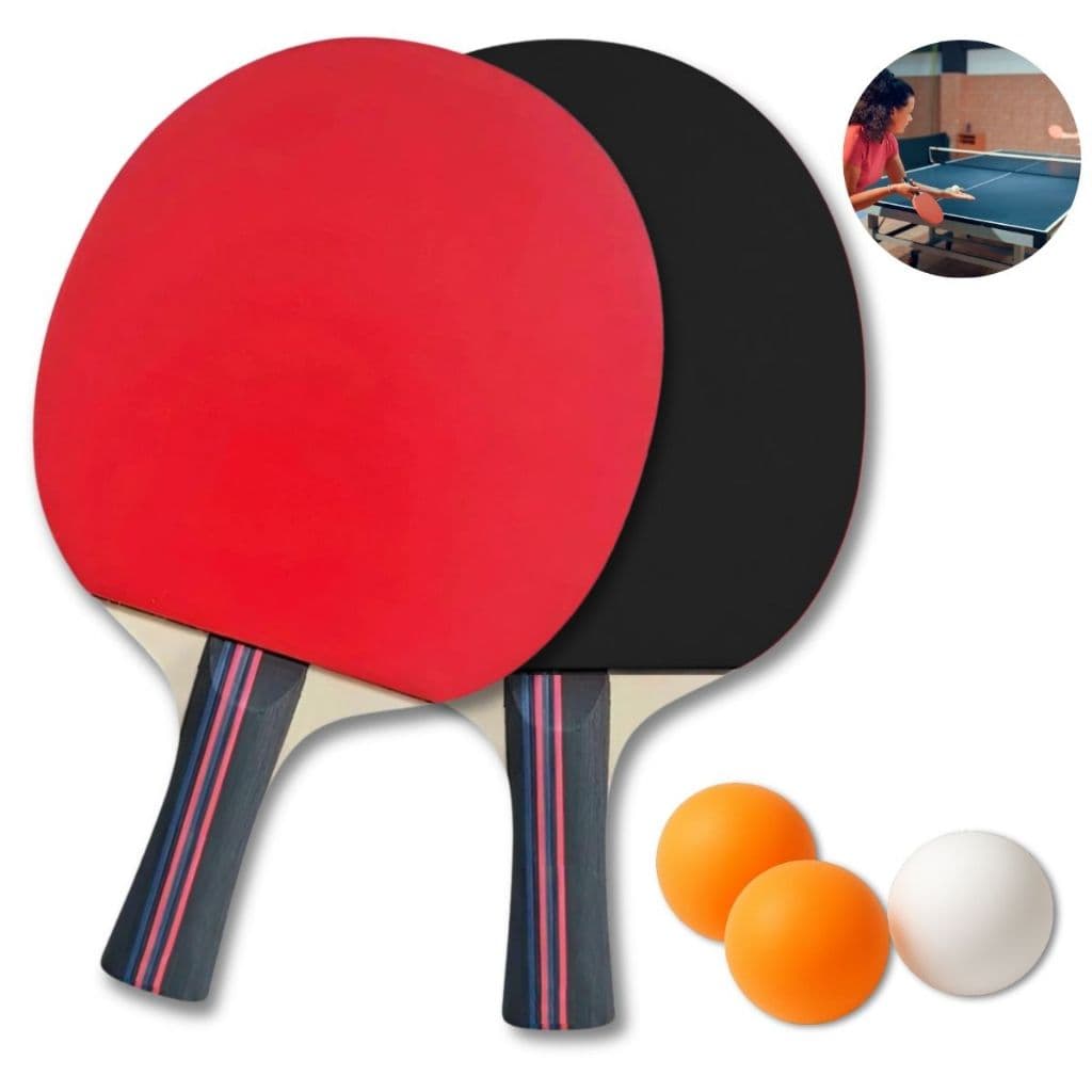 Kit Ping Pong c/ 2 Raquetes e 3 Bolinhas Tênis de Mesa