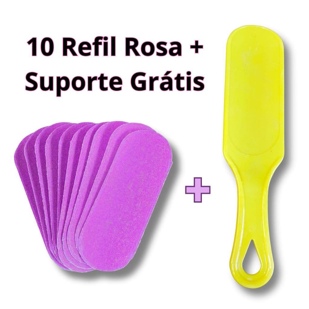 Kit 10 Refil Lixa Pé Rosa + Suporte Grátis | Pedicure Profissional | Cuidados com os Pés