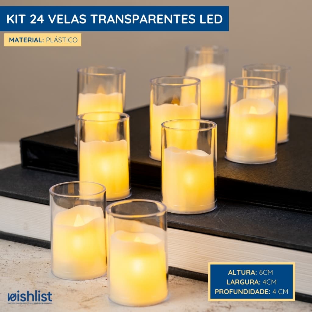 Kit 24 Velas De Led Decorativas Eletronica Festa Casamento Decoração