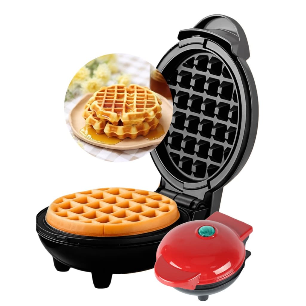 Mini Maquina Panqueca Waffle Crepe Portátil Elétrica Antiaderente Automático Cozinha