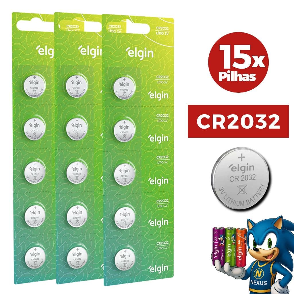 Bateria Pilha Elgin CR2032 Cartela 5,10 ou 15 Unidades - CR 2032 Alcalina