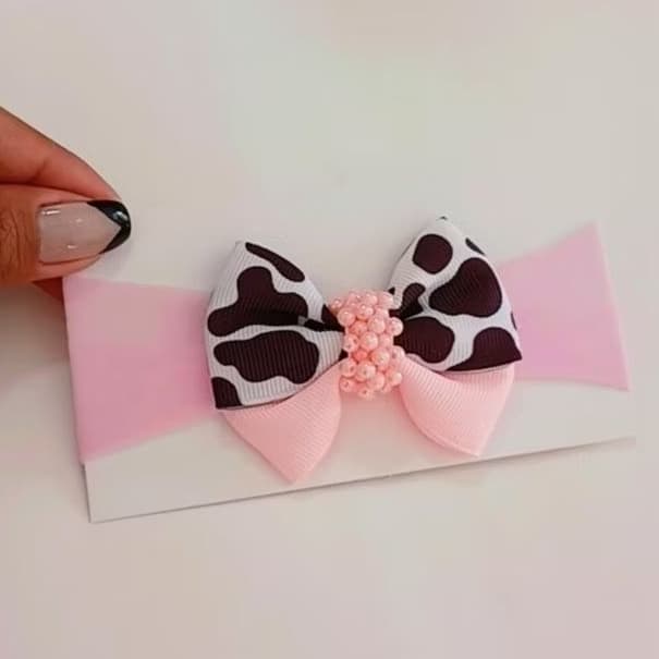 Faixa de cabelo Rn ou Parzinhos de Laços infantil feminino da Vaquinha  Eu Amo teté