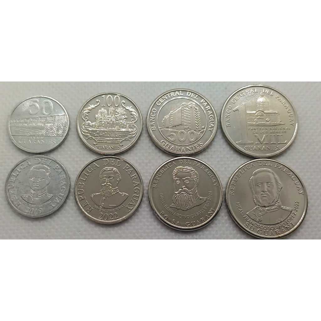 Set de 4 moedas 50 Guaranis, 100 Guaranis, 500 Guaranis, 1 Mil Guaranis - Paraguai