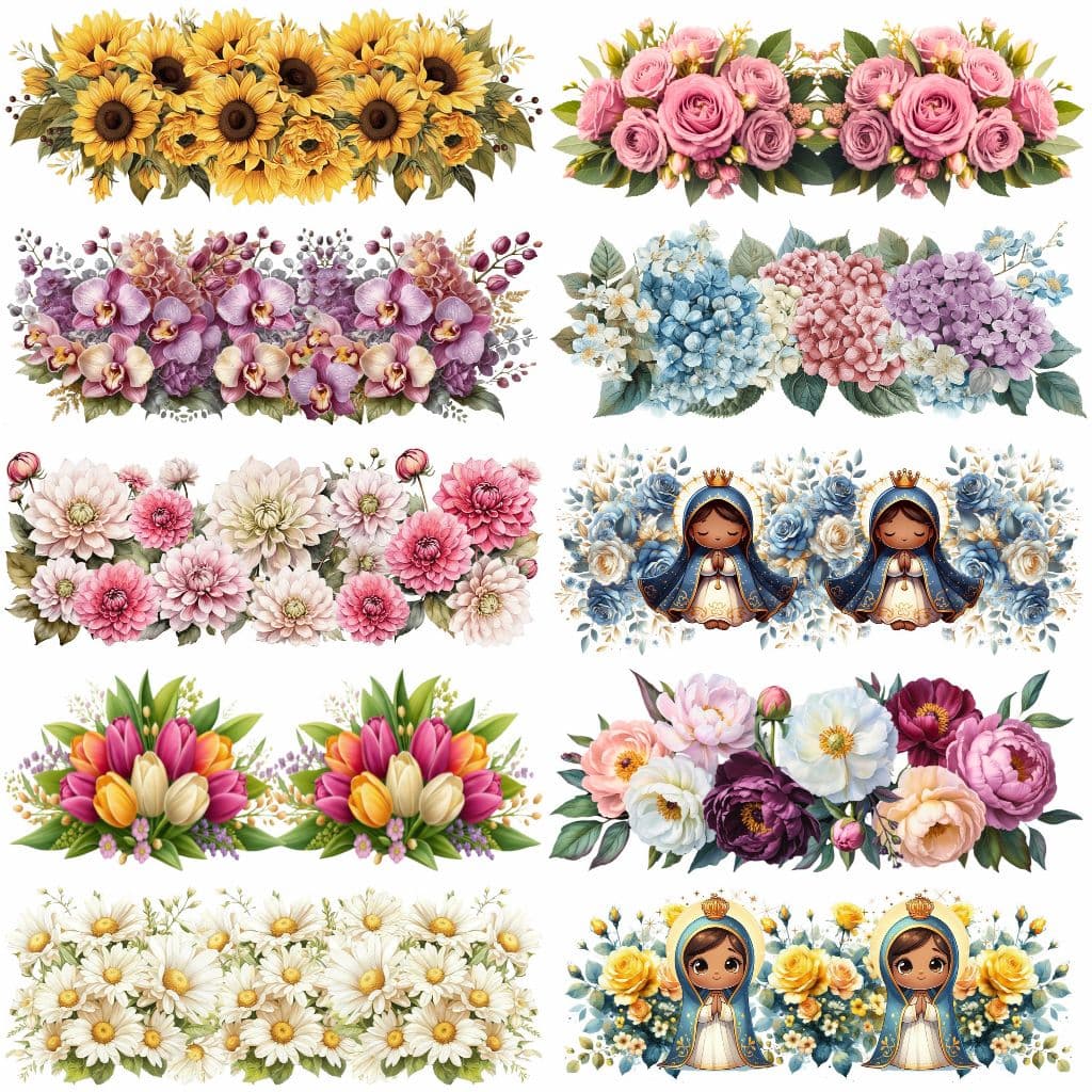 DTF Transfer Termocolante Imagem Téxtil Flores