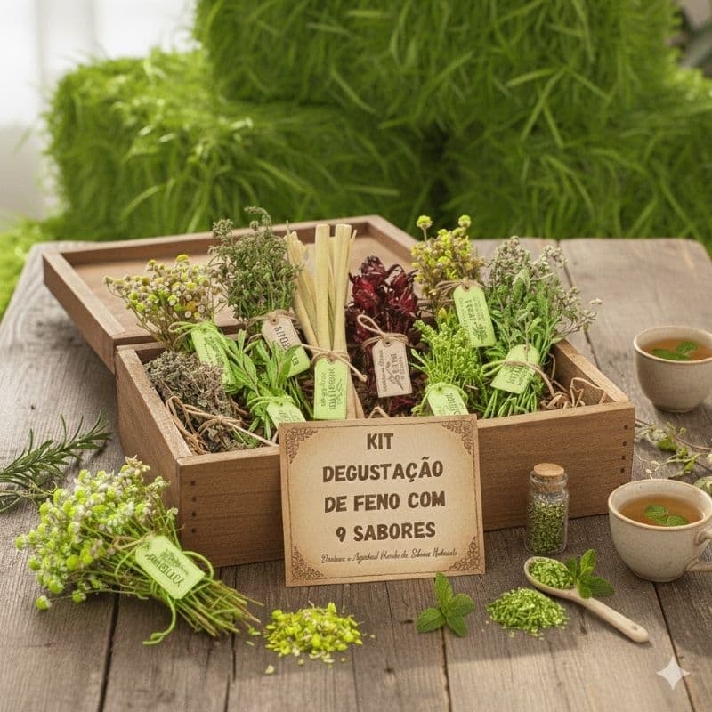 Kit Feno Degustação 9 Sabores de Ervas para Roedores e Coelhos