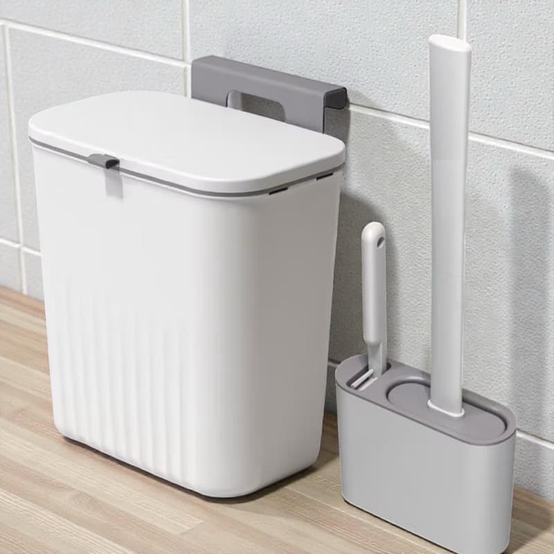 kit banheiro lixeira suspensa+Escova de Silicone p/Vaso Sanitário 2em1 Base de Banheiro Privada-acessorios para banheiro