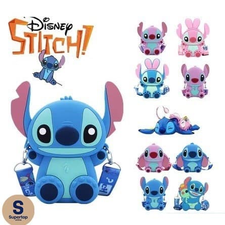 Disney Stitch Série Ponto Saco Crianças Bonito Desenhos Animados De silicone Meninos crossbody Moeda Bolsa Diária Versá