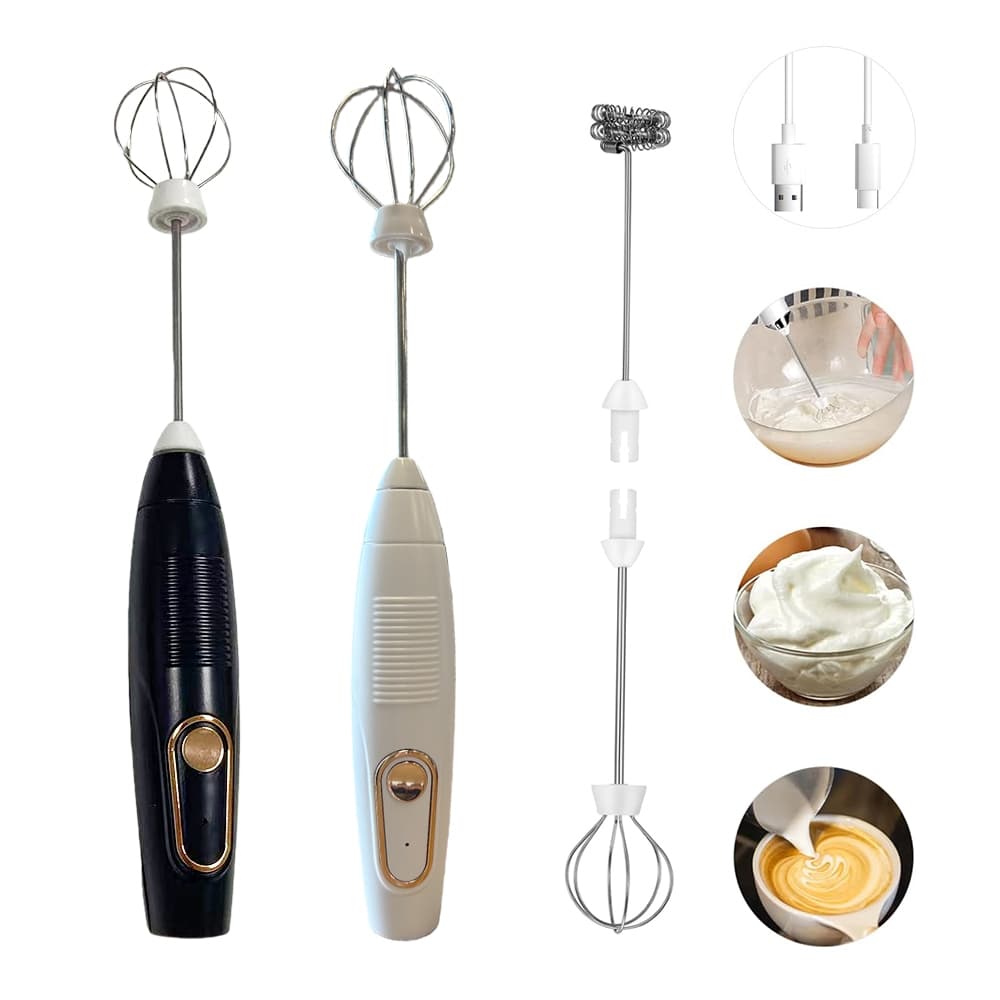 Batedeira Elétrica Batedor De Ovos Com 2 Cabeças Intercambiáveis Adequado Para Leite, Café, Ovos etc