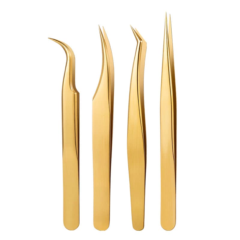 KIT1-4 Pinça de Ouro para Falsos Cílios de Alta Qualidade e Precisão para Enxerto e Iniciantes