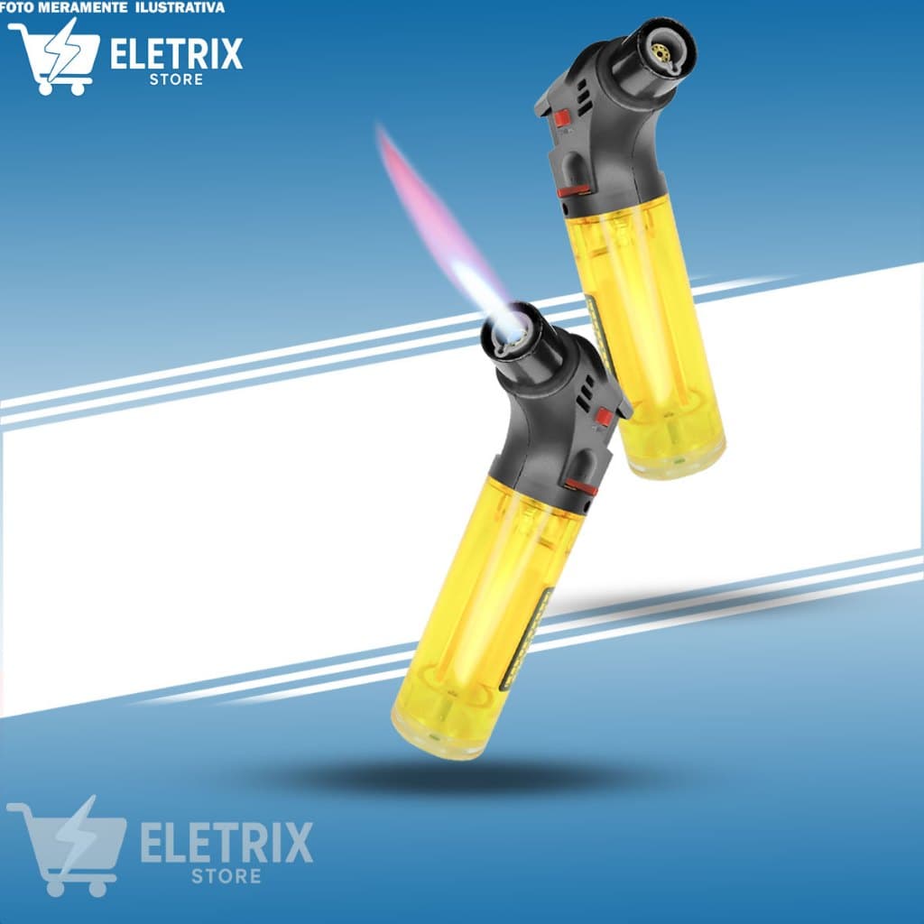 Mini Maçarico Portatil Recarregavel Acendedor Regulador de Chama