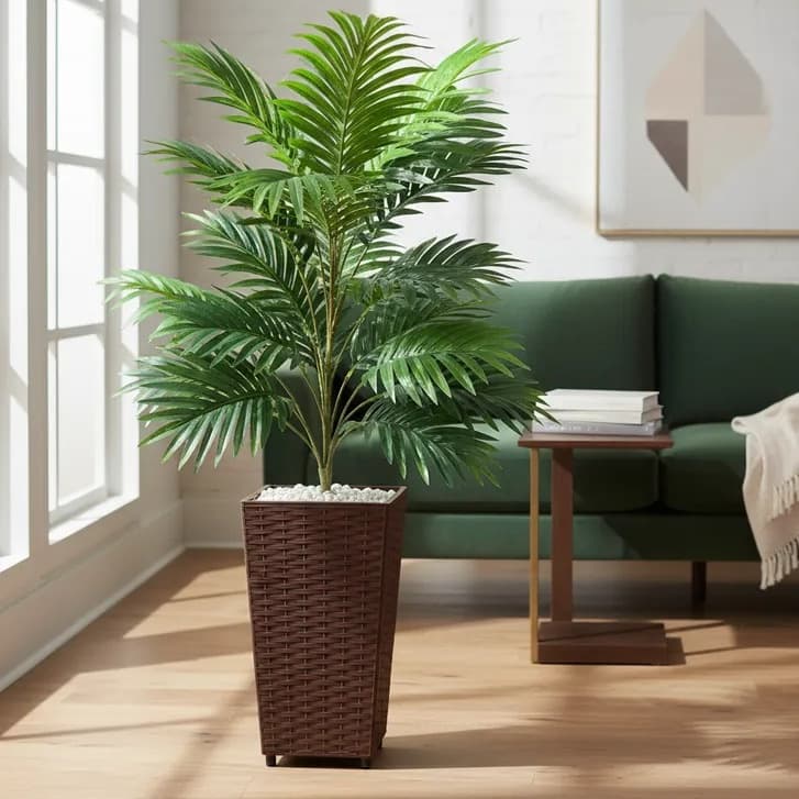 Planta Artificial Palmeira Areca Real Toque Com Vaso Decoração
