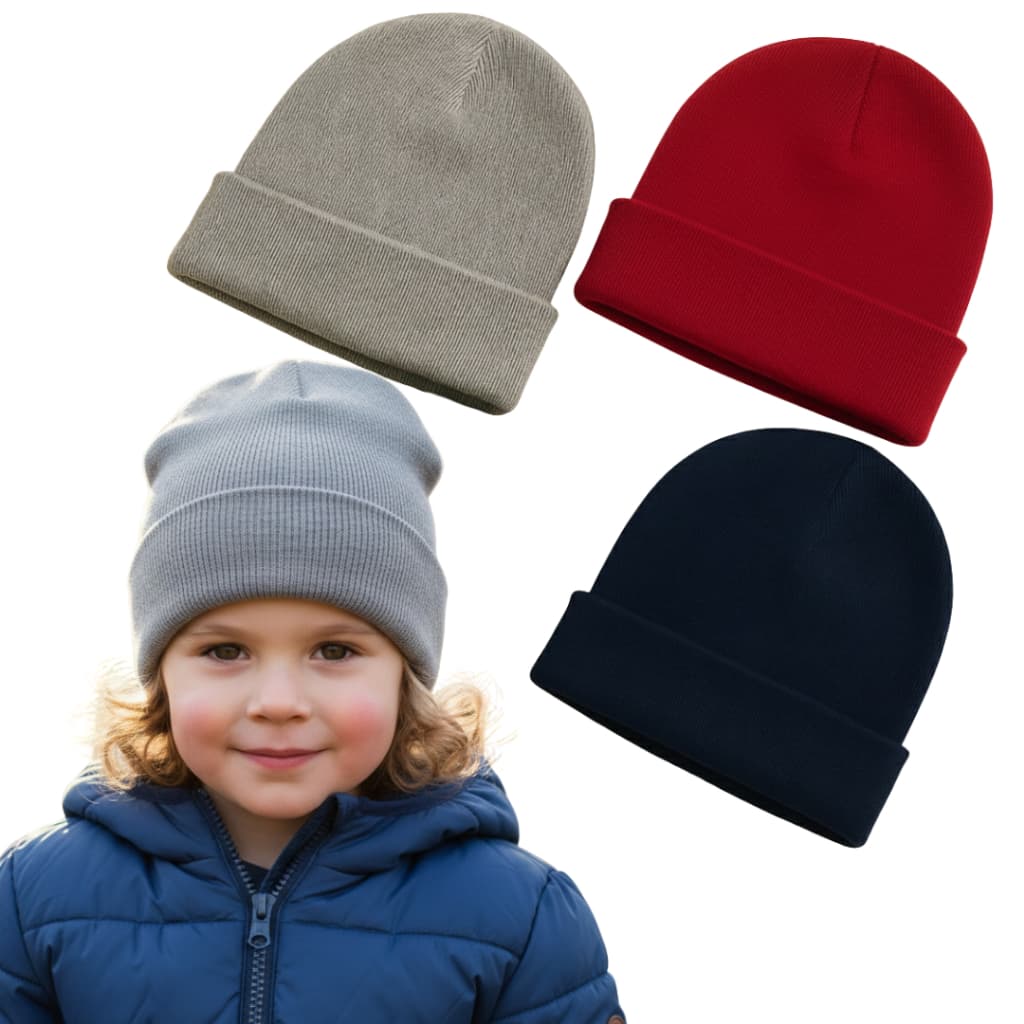 KIT 03 Touca Infantil Inverno Lã Quentinha Gorro Unissex