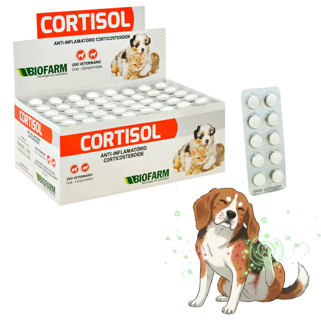 Predinisolona 10mg Cortisol | Anti-inflamatório Cães e Gatos | Alívio rápido Coceira - 10 comp.