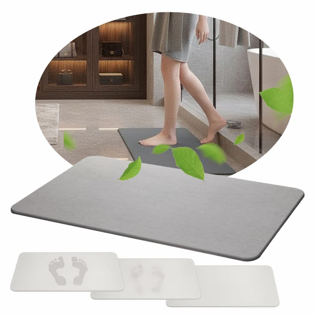 Tapete de Pedra Diatomita para Banheiro Cinza 60x 39cm Lyor