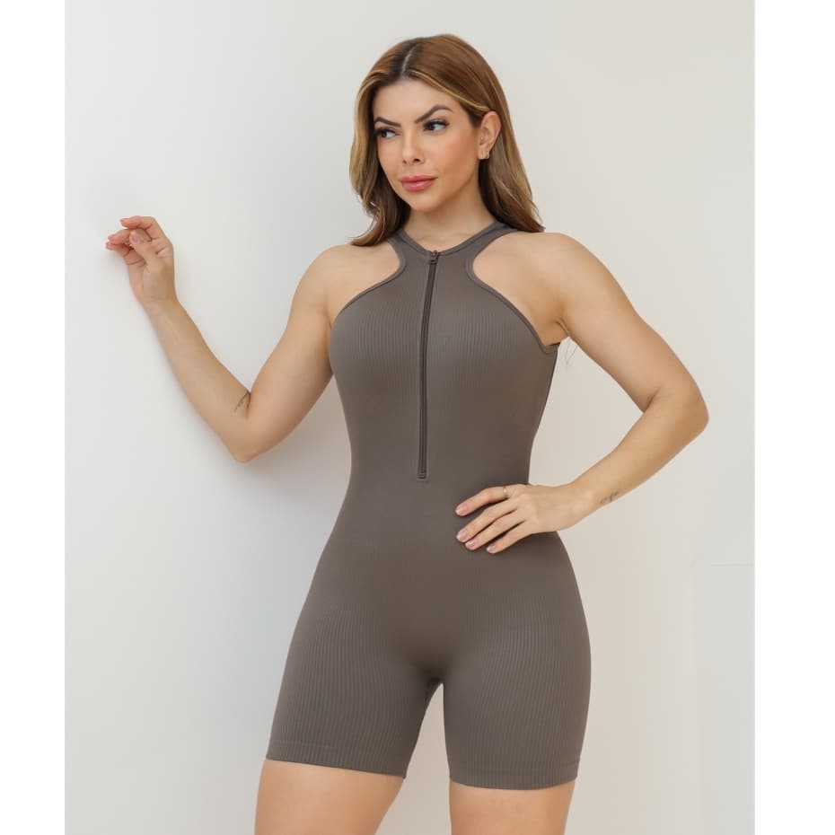 Macacão Fitness Feminino Yoga Esportivo Canelada Poliamida Academia Elástica 3RD SD1517