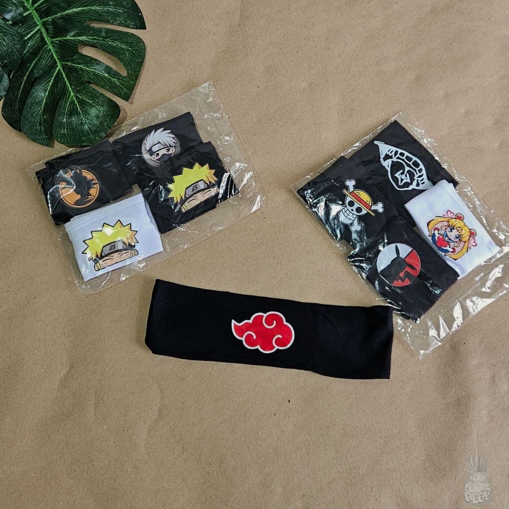 FAIXA de CABELO de malha com elástico ANIME - Naruto - Jujutsu Kaisen - Dragonball - Pokemon - Sailor Moon - One Piece