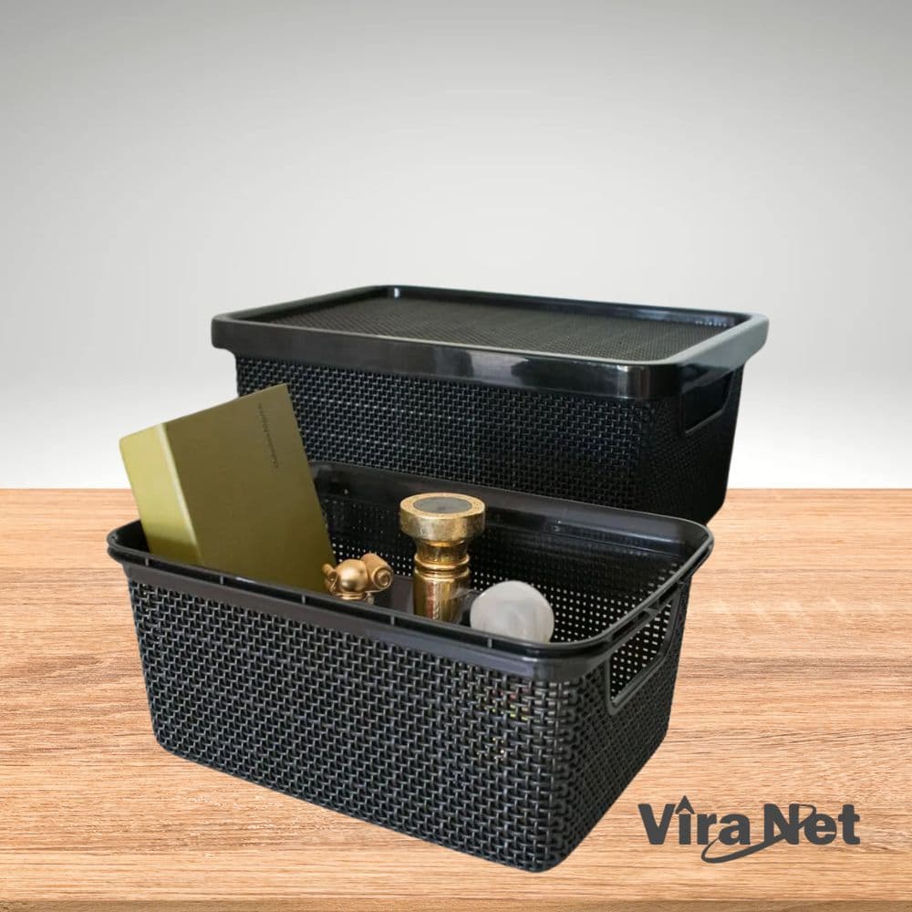 Kit 2 ,3 ou 5 Caixas Organizadoras Jutta 2L com Tampa – Multiuso para Quarto, Banheiro e Despensa