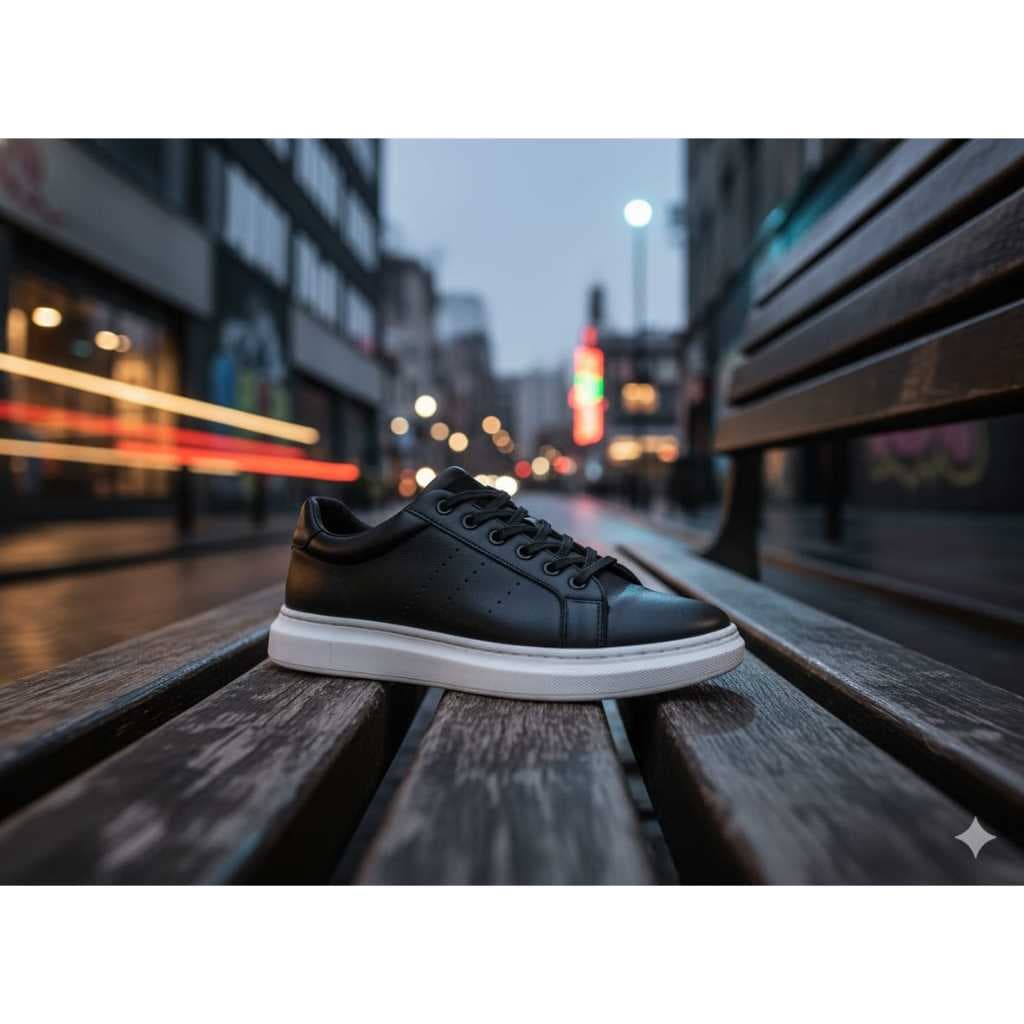 Ténis Casual Esporte Fino Sapato Preto Sola Alta