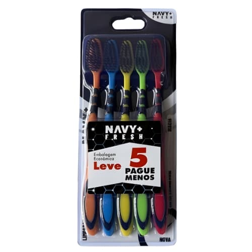 Escova de Dente Macia Adulto com Cerdas Pretas – Kit Leve 5 Pague Menos (5, 10, 15 ou 20 Unidades)