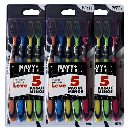 Escova Dental Macia Adulto com Cerdas Pretas – Kit Leve 5 Pague Menos (5, 10, ou 15 Unidades)