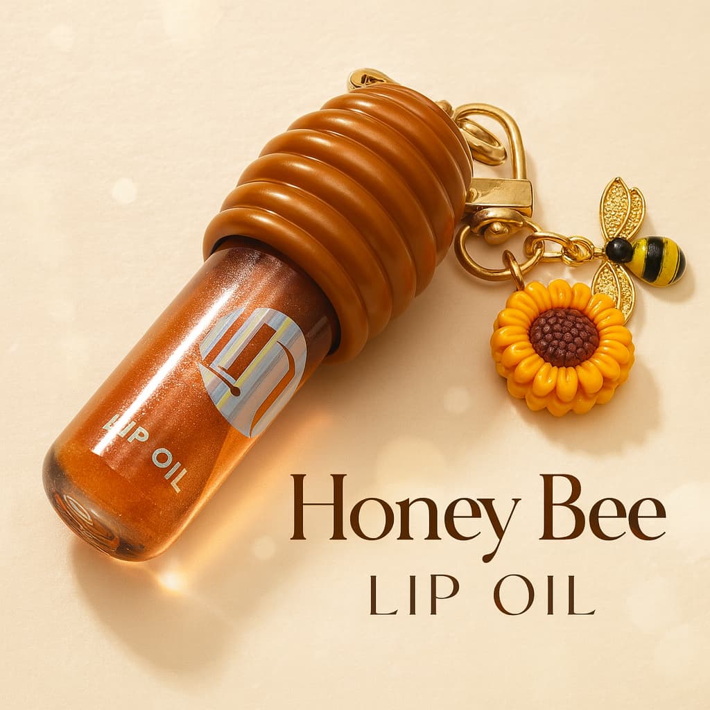 Lip Oil Honey Mel Miss Glam Gloss Hidratante com Chaveiro Abelha Brilho Natural