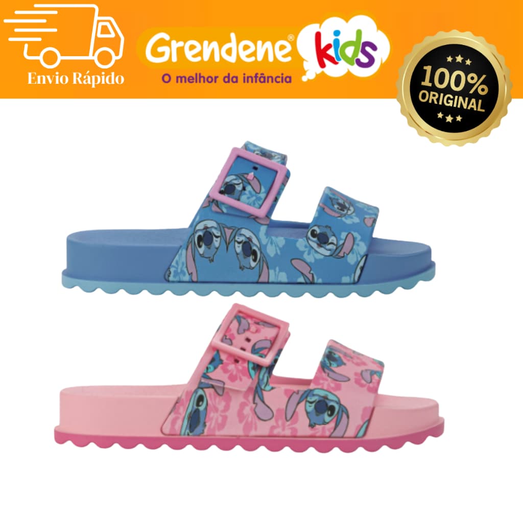 Chinelo Slide Infantil Stitch Summer Grendene Kids Original Conforto com Fivela