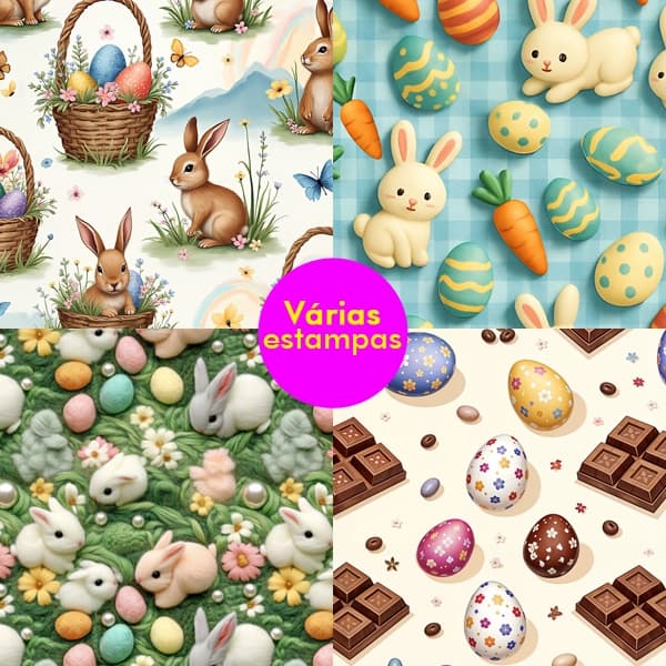 🐰 Tricoline Páscoa 100% Algodão - 50cm x 1,50m - Páscoa Tricolandia 2026 🎨