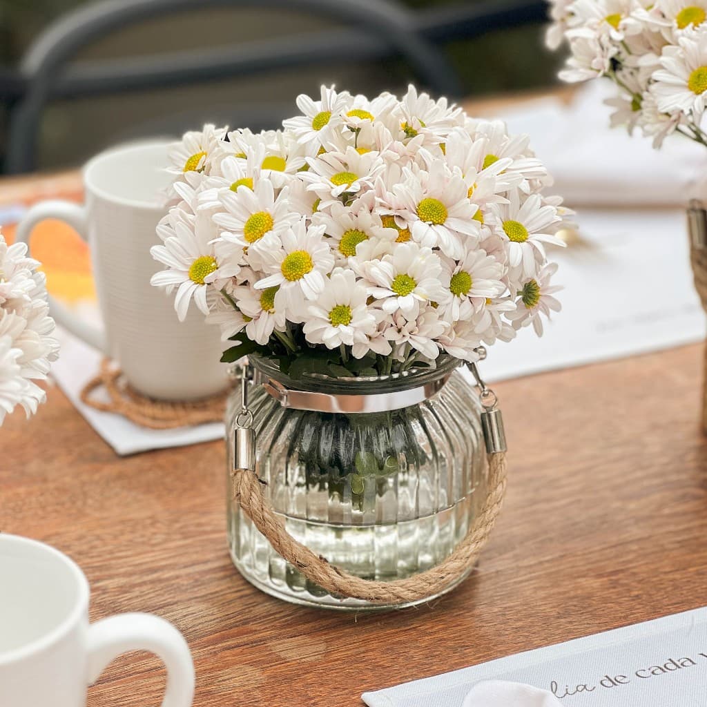 Vaso de Vidro Canelado com Alça Rústica - 700ML