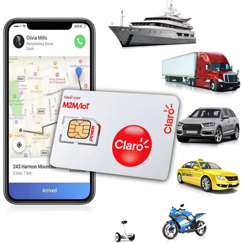 Chip m2m Claro p/ Rastreador/ Central Alarme/ M2M IOT 50 MB + Plataforma e app