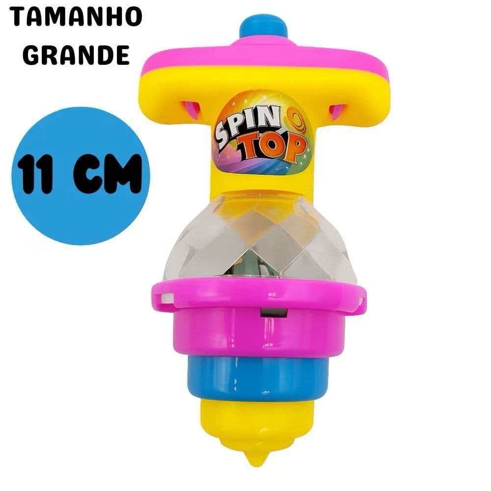 Kit com 3/10 Giro pião, pião + lançador com luz  de led colorida, giroscópio