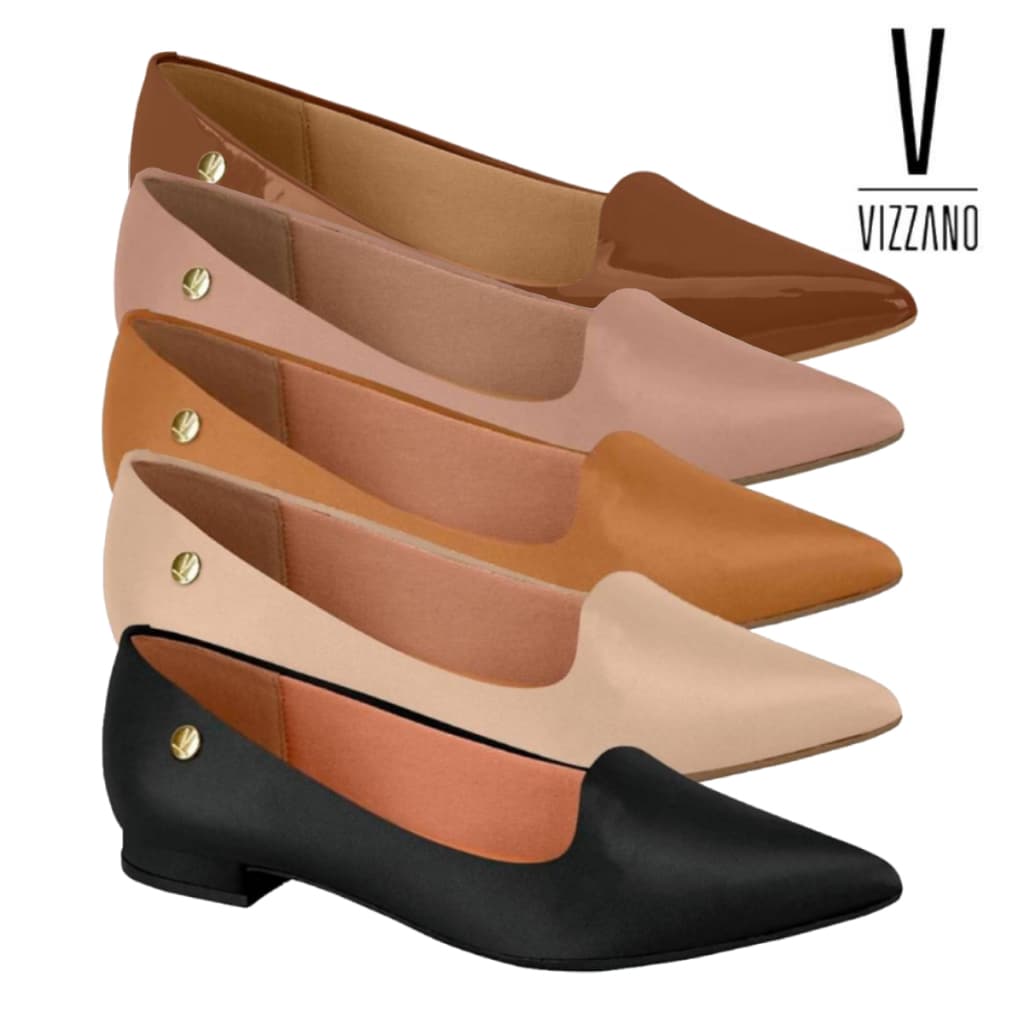Sapatilha Feminina Vizzano Salto Bloco Baixo Bico Fino Confortável Original