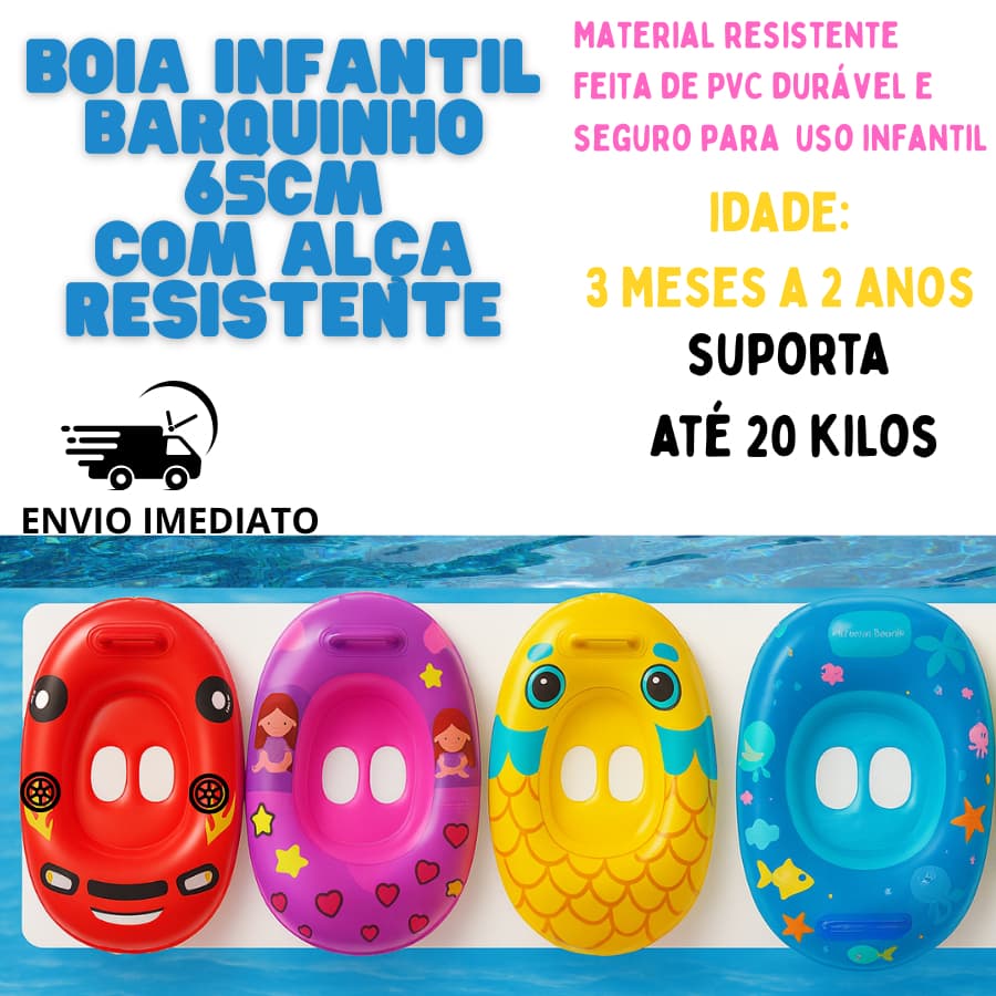Boia Infantil com Assento barquinho 65cm boa de cintura bebe boia carros menino menina piscina acento  bóia rosa bebê