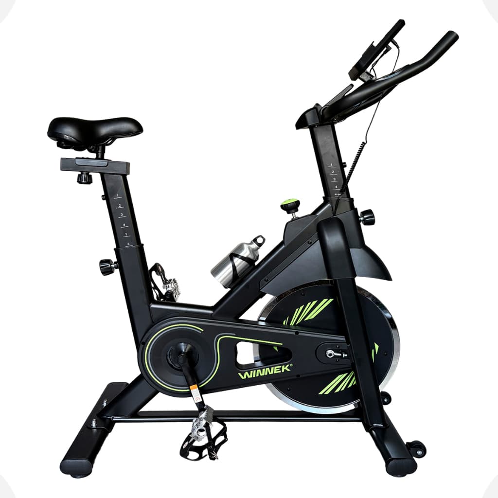 Bicicleta Ergometrica Spinning Com Roda De Inercia De 8kg Marca Winnek Preto/verde Suporte Celular Tablet