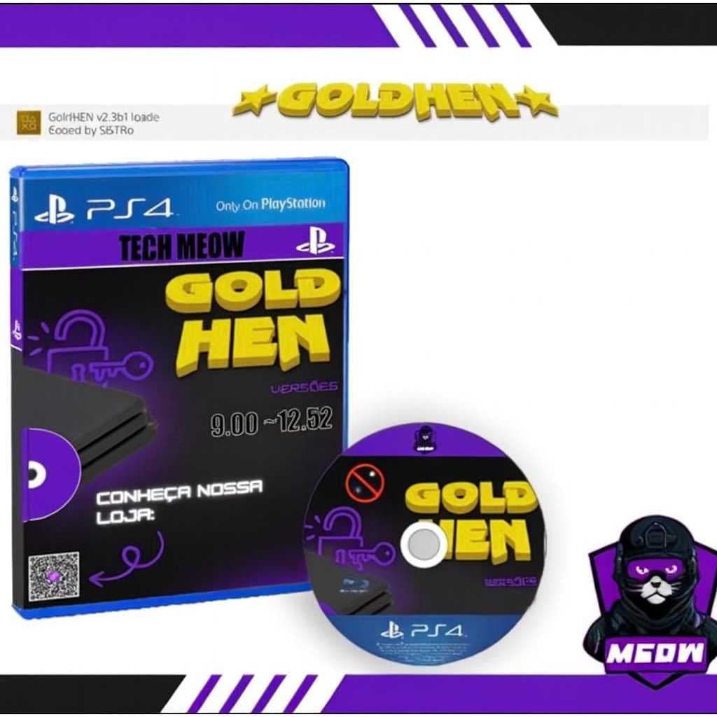 Desbloqueio PS4 BD-JB AutoHEN AIO Poops ( 9.00 ~12.52) + Lojinha + 1 JOGO SURPRESA - GOLDHEN