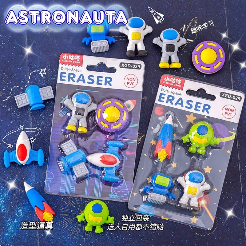 Kit Marmitinha Borracha 3D Criativa De Caxinha Gatinho Escolar Infantil Papelaria Fofa Kawaii