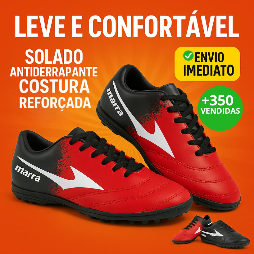 Chuteira MARRA Adulto Society e Futsal Leve Confortável Antiderrapante Trava Baixa Solado Resistente