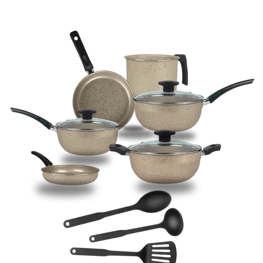 Jogo de Panelas Antiaderente Kit 9 Peças Com Tampa de Vidro Teflon