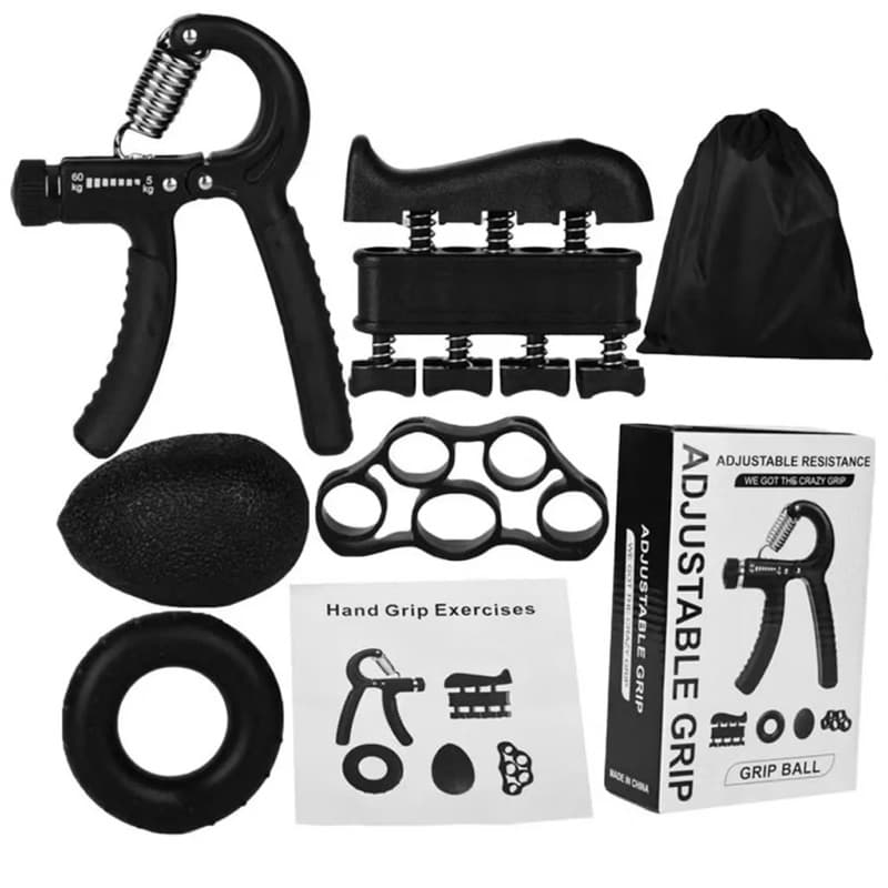 Kit 5 Peças Hand Grip Flexor De Punho Ajustável De Mola Antebraço Mãos 5-60Kgs Com Contador