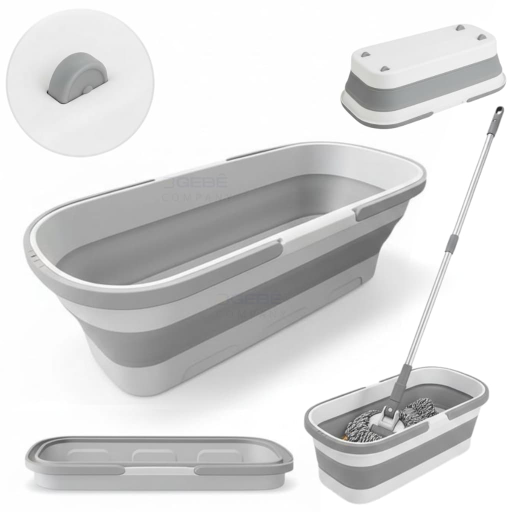 Balde Multiuso Dobrável Retrátil  Retangular Silicone Com Rodinhas