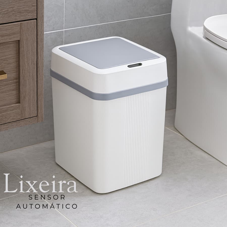 Lixeira 18L com Sensor Automático Inteligente Abertura Sem Toque para Banheiro Cozinha e Escritório