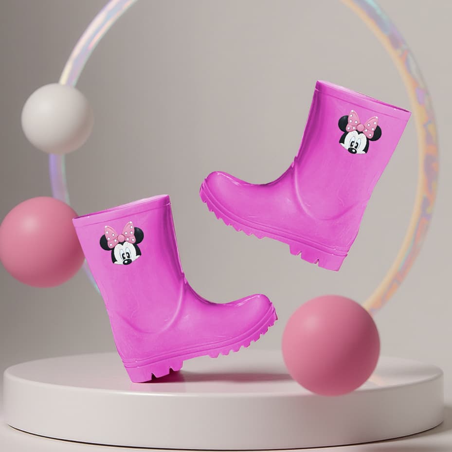 Galocha Botinha de Chuva Feminino Kids Meninas Modernas Confortável Personagem Ratinha