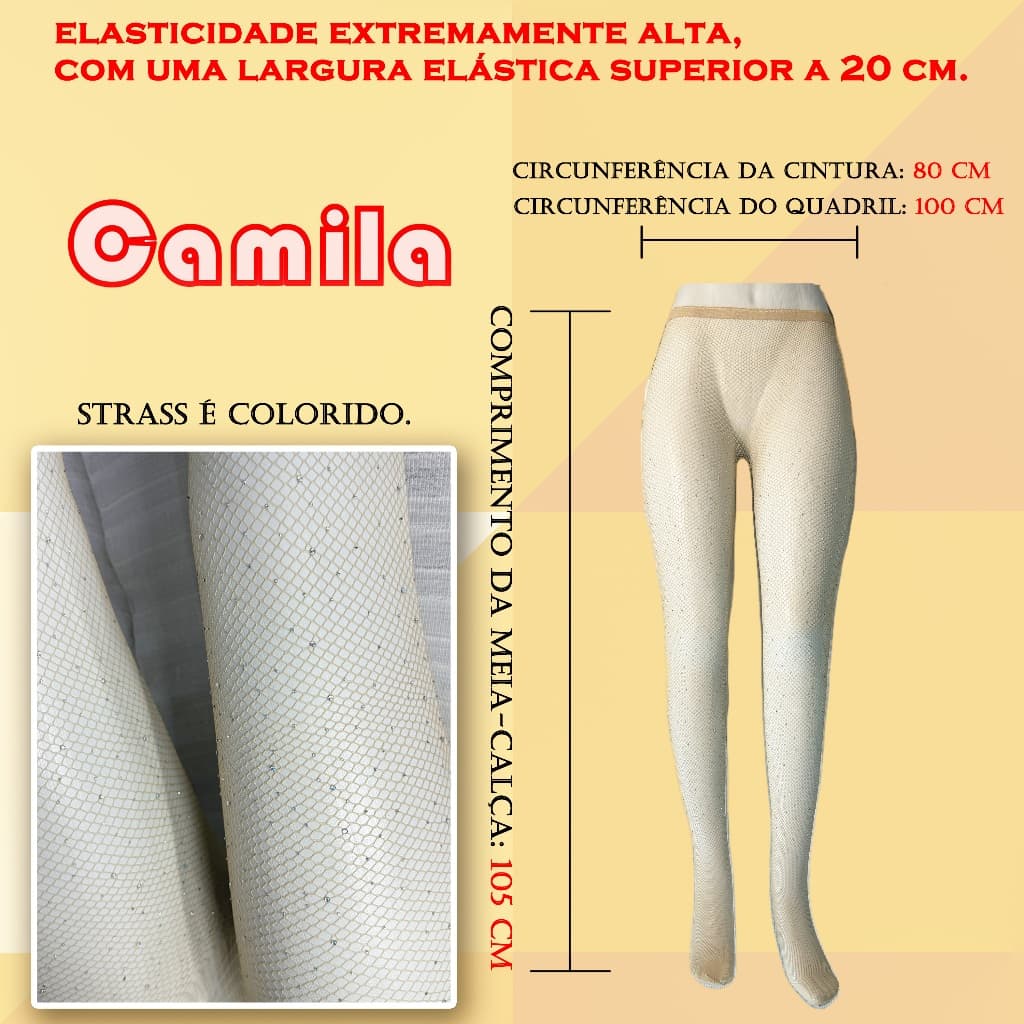 Meia Calça Arrastão Com Strass Femininas Moda de branco preto rosa pink vemerlho verde 8501-1