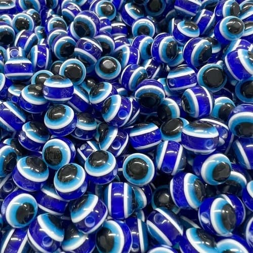 Bolinha Miçanga Olho Grego Azul 6mm/8mm/10mm Bijuterias Pulseira Colares Chaveiro Amuleto Artesanato