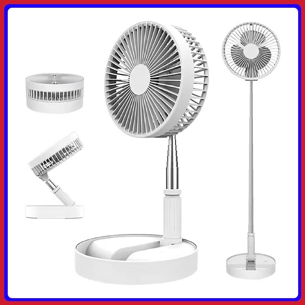 Ventilador Portátil Dobrável 4 Velocidades Recarregável USB Retrátil Mesa Coluna Forte Silencioso