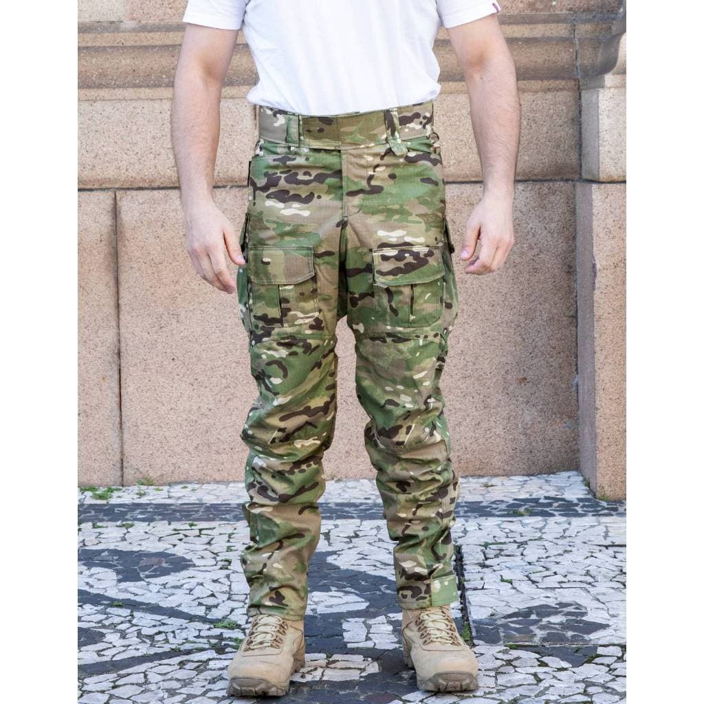 Calça Tática Masculina Ripstop Camuflada Multicam Farda Operacional Instrutor Tiro Esportivo Cac
