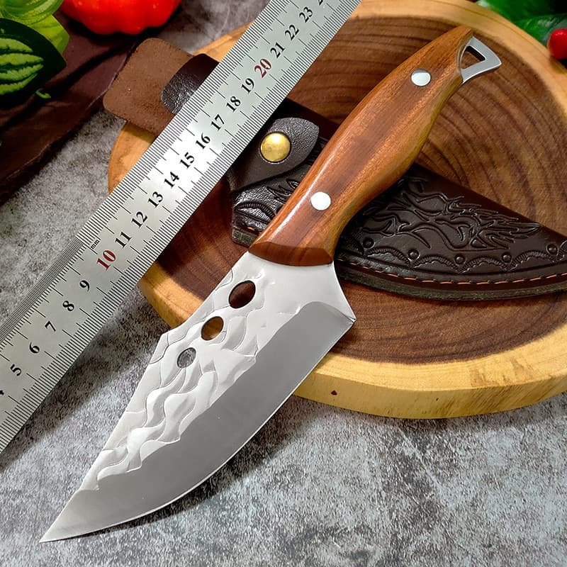 Faca Churrasco Cutelo Forjado Artesanal Rustico Com Bainha Desossar Carne Camping Chefe de Cozinha