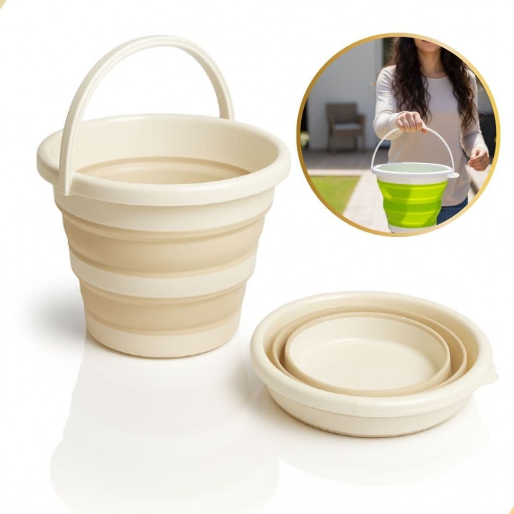 Balde de Silicone Retrátil Dobrável 5 Litros Multiuso Portátil Camping Viagens Pescas