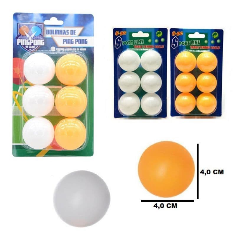 Kit com 6 Bolinhas de Ping Pong 40mm Branca ou Laranja para Tênis de Mesa Promoção
